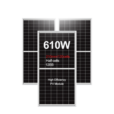 Painel solar personalizável 580W 590W 600W 610W com certificado e tamanho de célula de 210mmx210mm