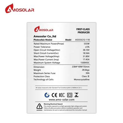 Amosolar Mono 535w-555w painéis solares com 182mm PERC Half Cells aceitando pedidos OEM