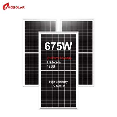 Amosolar Half Cut Mono 645w 650w 655w 660w 665w 670w 675w Painel solar para telhado