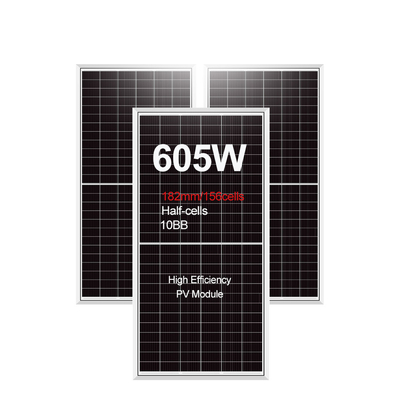 Módulo fotovoltaico monocelular IP68 Caixa de junção nominal 575w 605w Módulo fotovoltaico de meia célula Painel solar