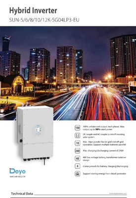Stock Deye Inverter solar híbrido de fase única 3kw 12kw 8000watt 99,90% Eficiência do inversor