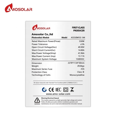 MC4 Conector compatível Amosolar PERC Mono 540w 550w 560w painel fotovoltaico para sistema solar híbrido doméstico