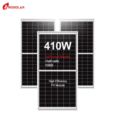 Painel Solar Monocristalino de Meia Célula Amosolar 410W com Caixa de Junção IP68