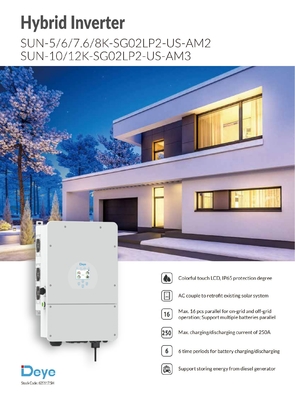 Inverter híbrido de três fases tipo rede Deye 5KW 8KW monofase SUN-5K-SG03LP1-EU