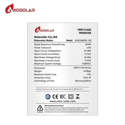 Amosolar 440W 450W 460W 1000W painel solar monocristalino com caixa de junção IP68