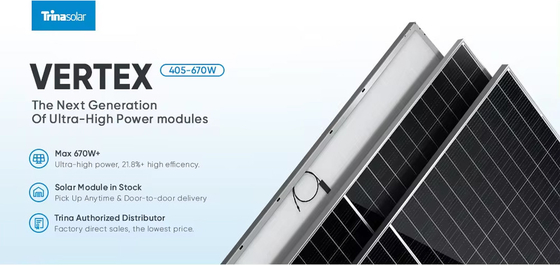 PERC Trina Eu On Stock Vertex N Tipo de painéis solares mono 550W 560W 590W 600W 660W 670W Bifacial Mono Modulo Solar Pv Cristalino