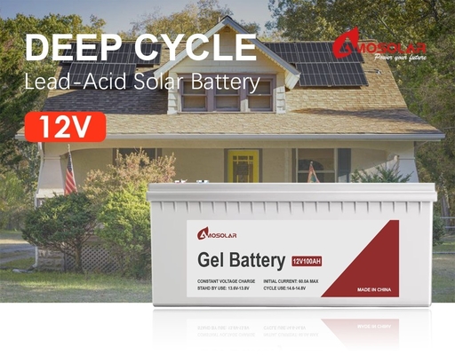 12V/24V/36V/48V Amosolar Bateria de Gel de Ácido de Chumbo 100ah 200ah para Sistema Solar Off-Grid