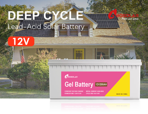 Bateria regulada de válvula de gel de alta capacidade Armazenamento solar amosolar Ácido de chumbo de ciclo profundo