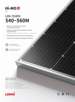 Longi Himo 5 Explorer LR5 72HGD 585W 590W 600W painéis solares bifaciais para padrões