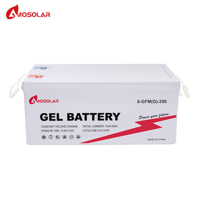 Bateria de gel selada para armazenamento solar doméstico 12V 100AH 250AH ciclo profundo GEL ácido de chumbo