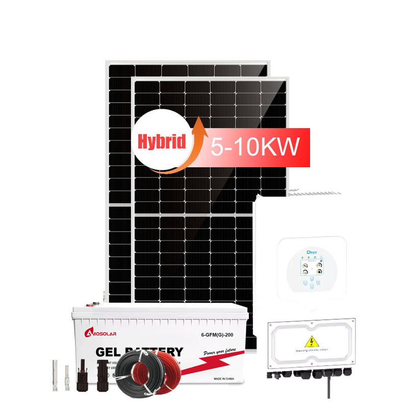 Kit de sistema de energia solar híbrida para casa de 6kw com 3kw de rede ligada e desligada e 30kw de armazenamento de energia eólica