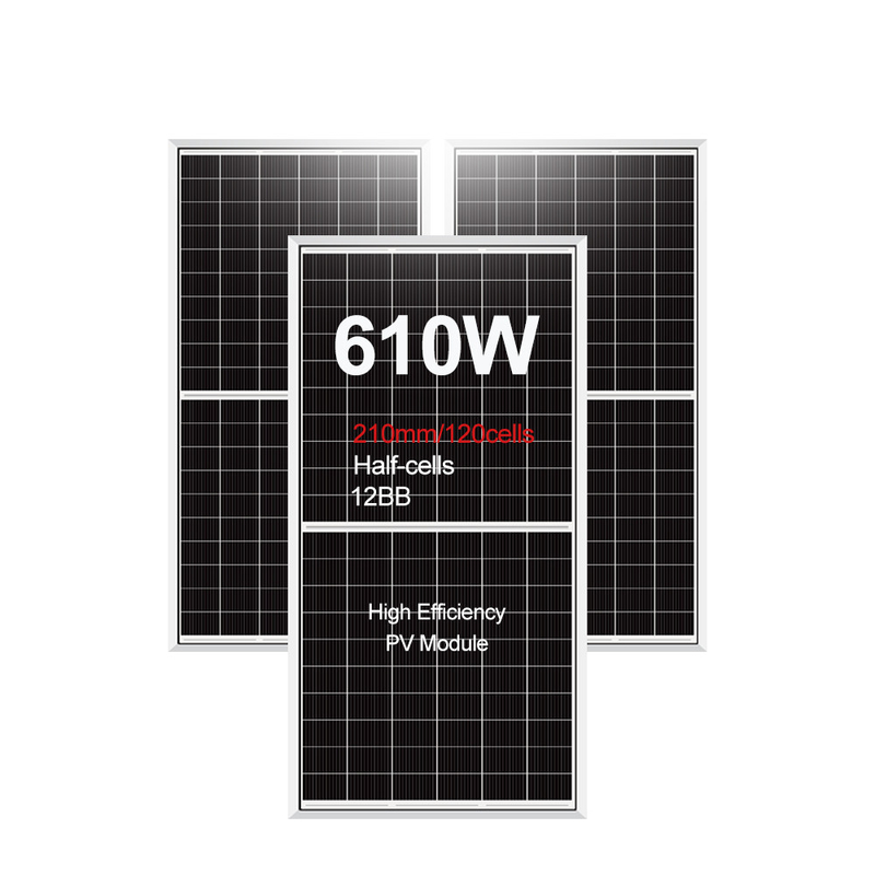 Painel solar personalizável 580W 590W 600W 610W com certificado e tamanho de célula de 210mmx210mm