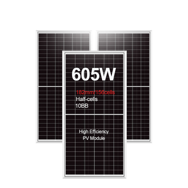 Módulo fotovoltaico monocelular IP68 Caixa de junção nominal 575w 605w Módulo fotovoltaico de meia célula Painel solar