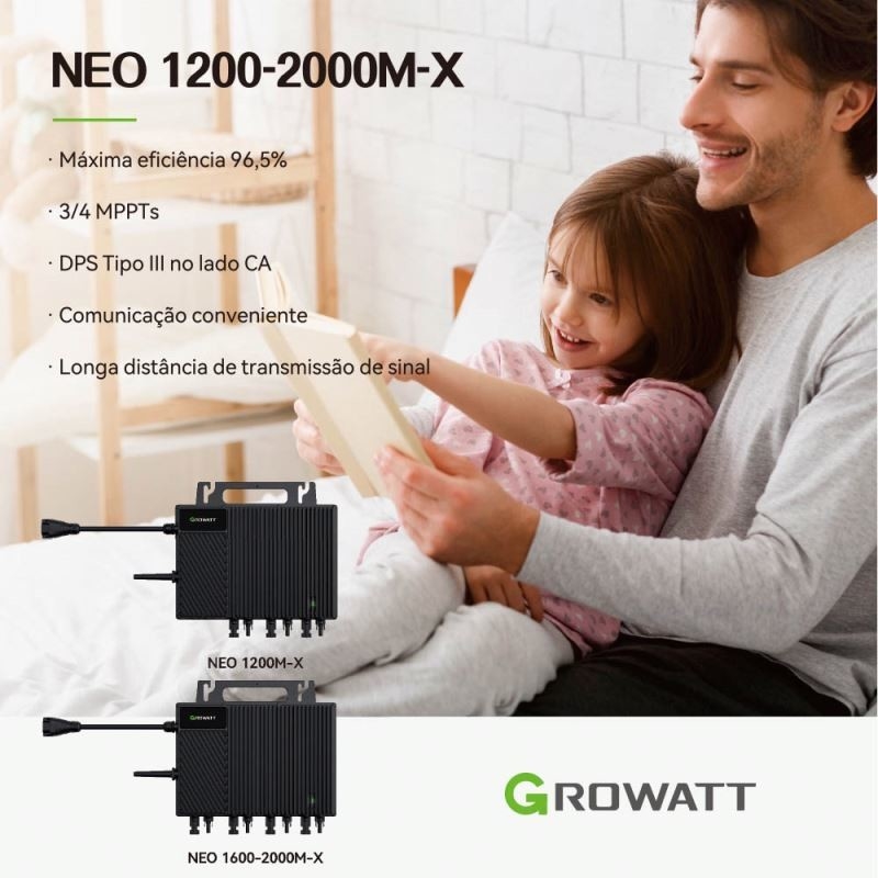 Painéis Solares Growatt e Inverter Solar Híbrido de 800w 2400w 3000w para Sistema Solar On Grid